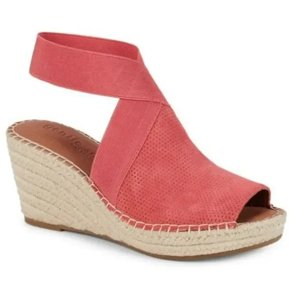 GENTLE SOULS by Kenneth Cole Women's Charli Wedge Sandals - Coral 9.5M - Picture 1 of 6